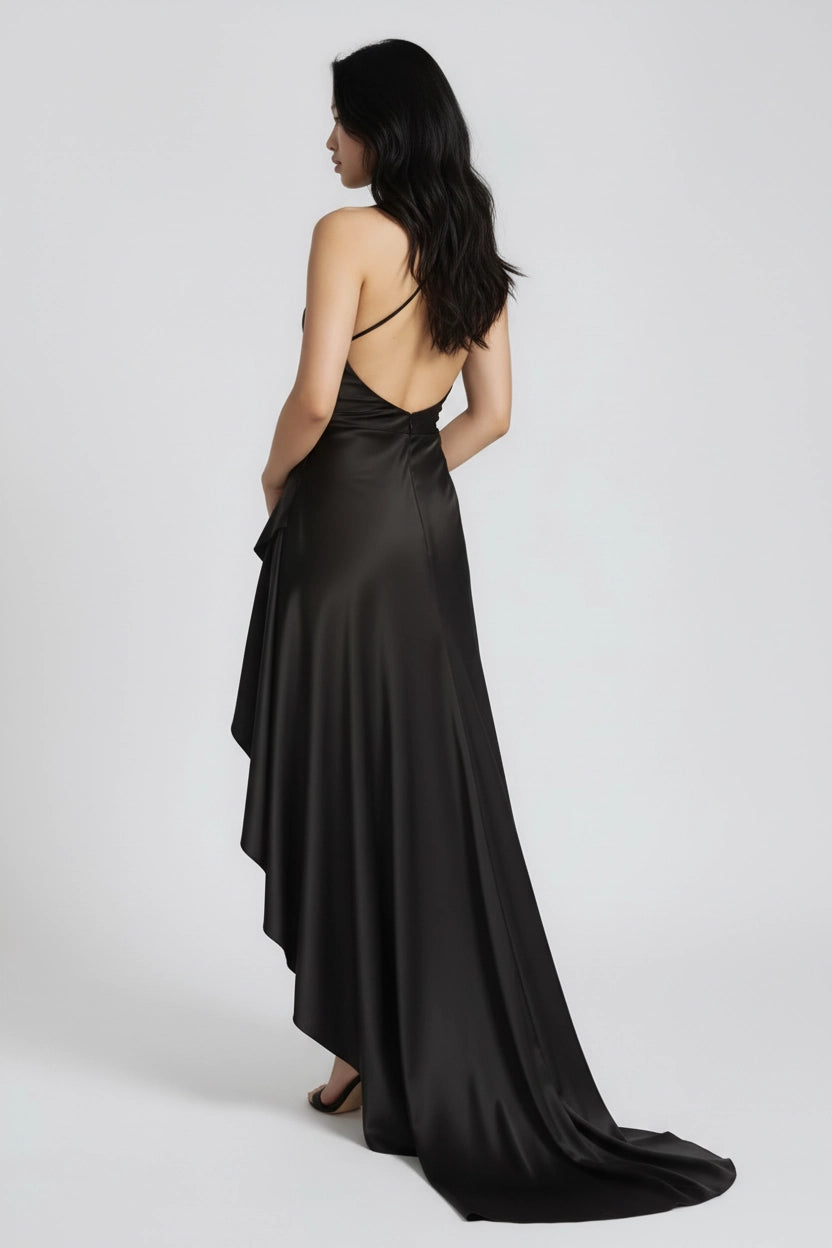 Satin-Rüschenkleid Rückenfrei