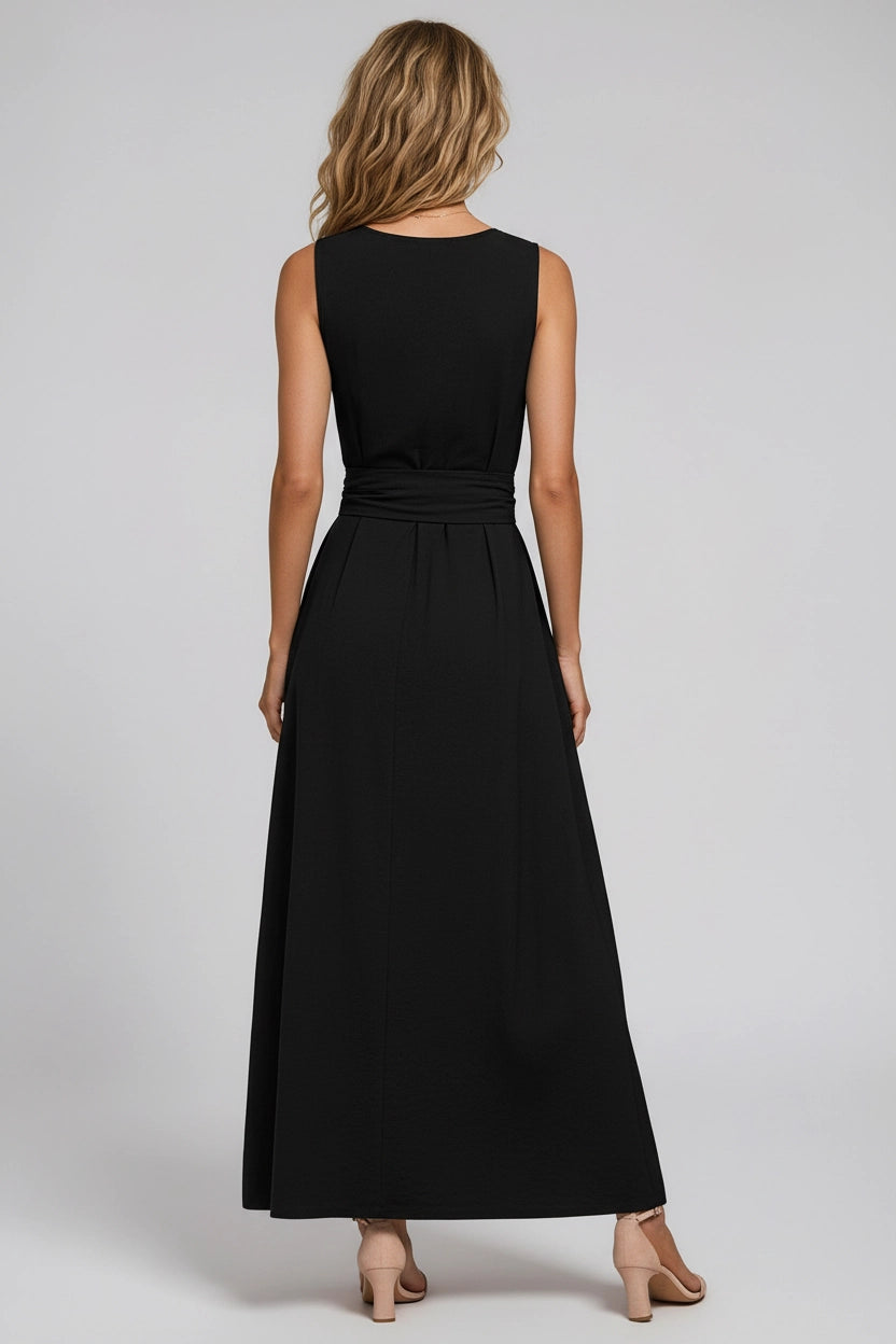 Ärmelloses Kleid mit Taillenbindung aus Ice Silk