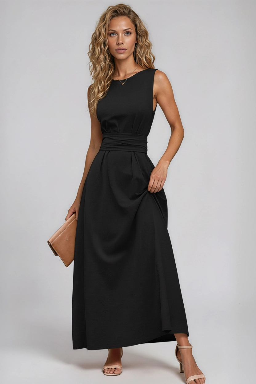 Ärmelloses Kleid mit Taillenbindung aus Ice Silk