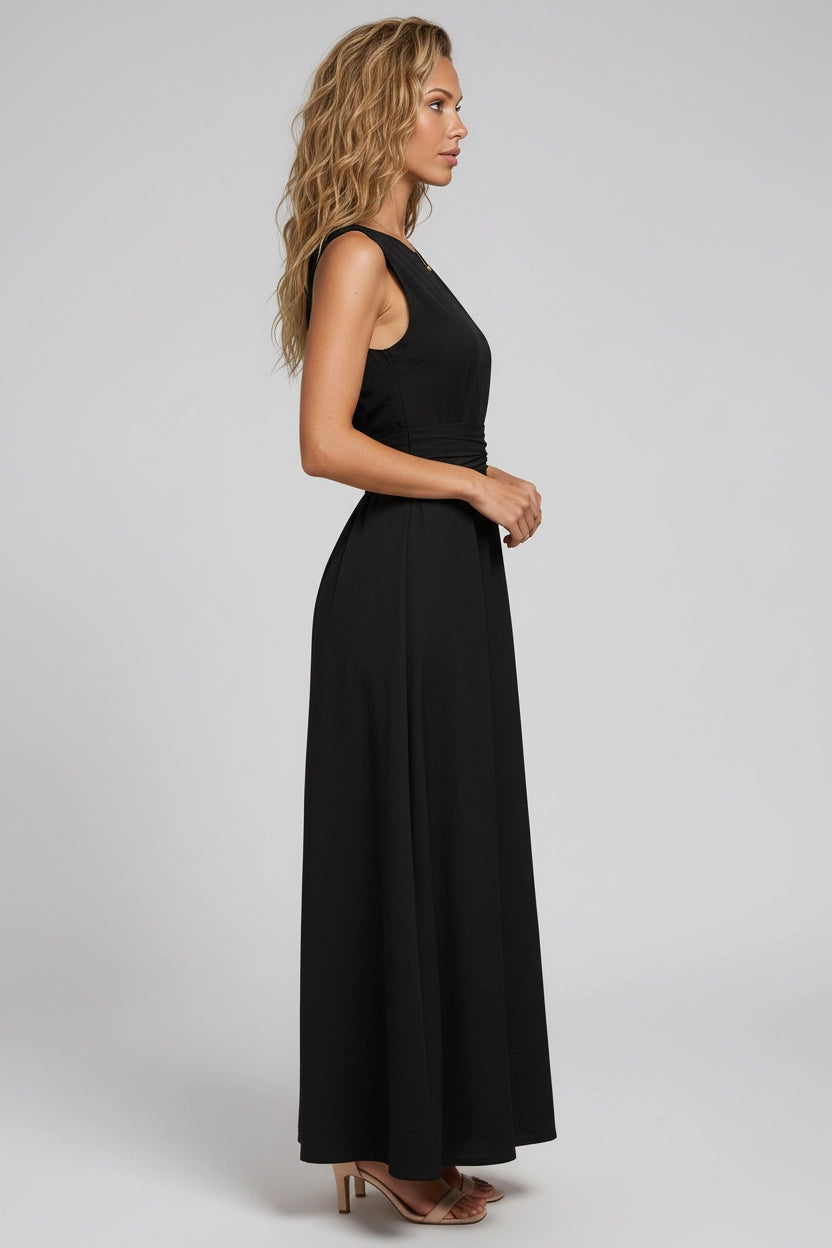 Ärmelloses Kleid mit Taillenbindung aus Ice Silk