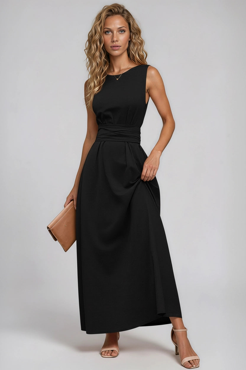 Ärmelloses Kleid mit Taillenbindung aus Ice Silk