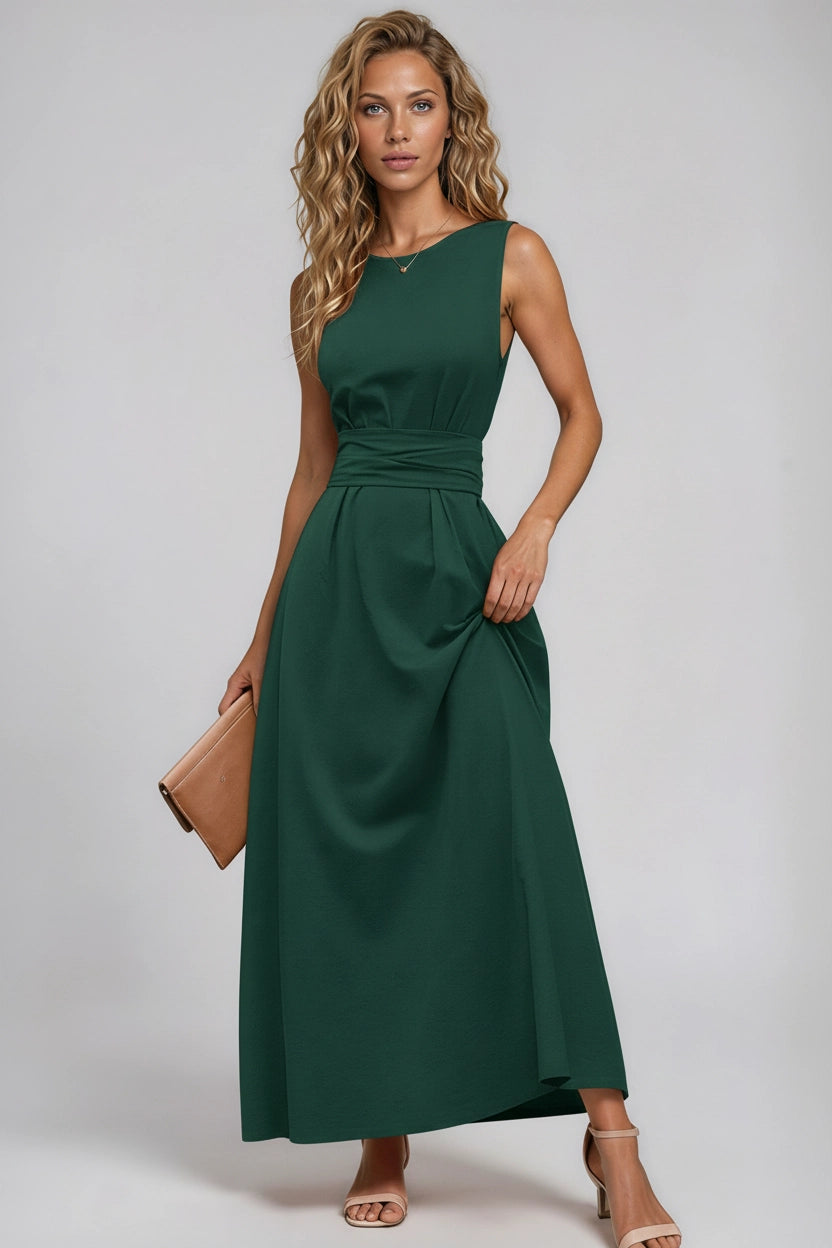 Ärmelloses Kleid mit Taillenbindung aus Ice Silk