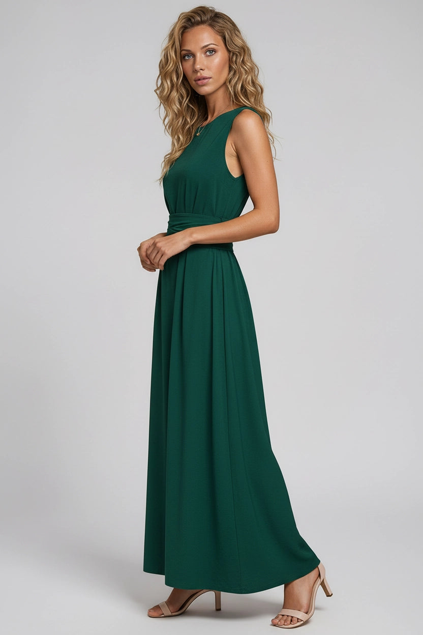 Ärmelloses Kleid mit Taillenbindung aus Ice Silk