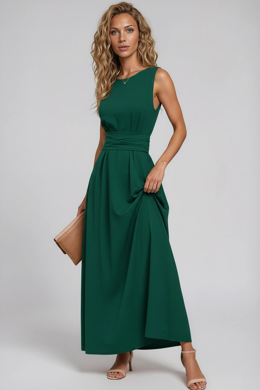 Ärmelloses Kleid mit Taillenbindung aus Ice Silk
