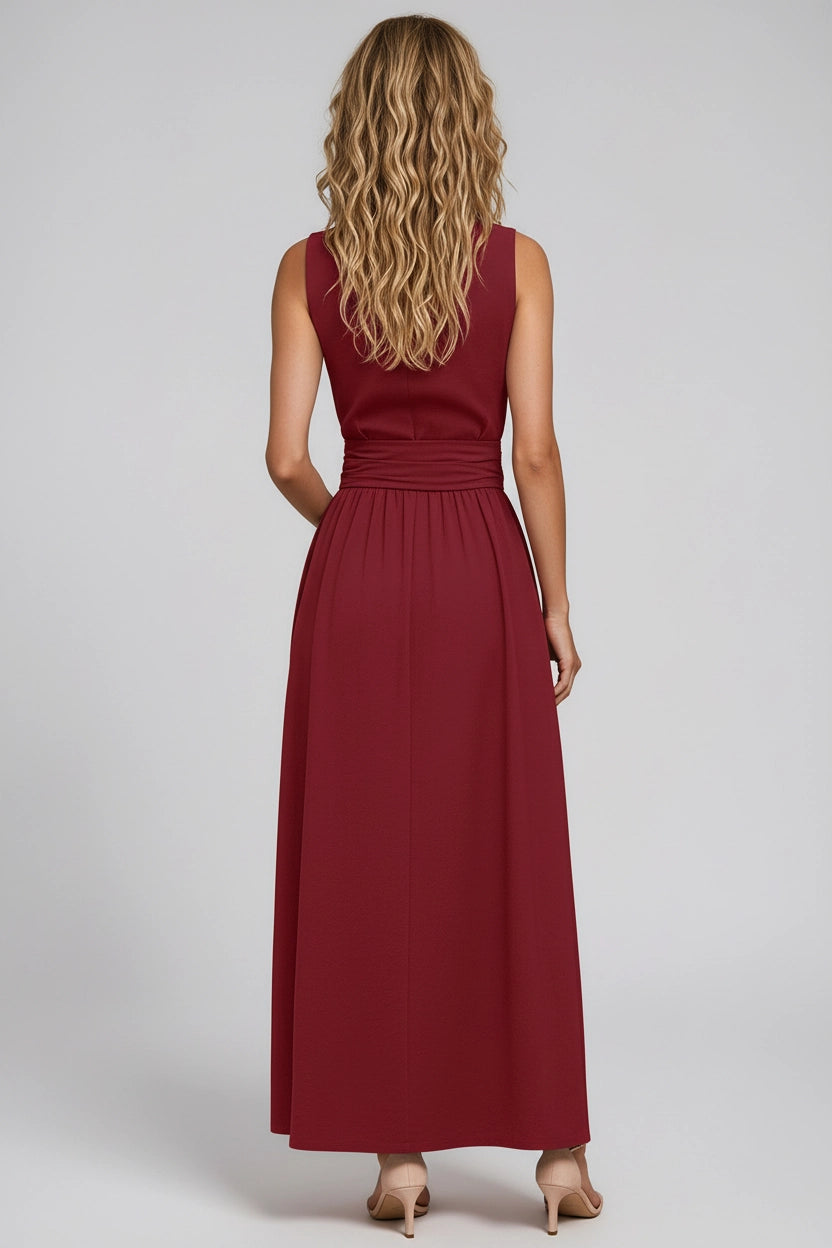 Ärmelloses Kleid mit Taillenbindung aus Ice Silk