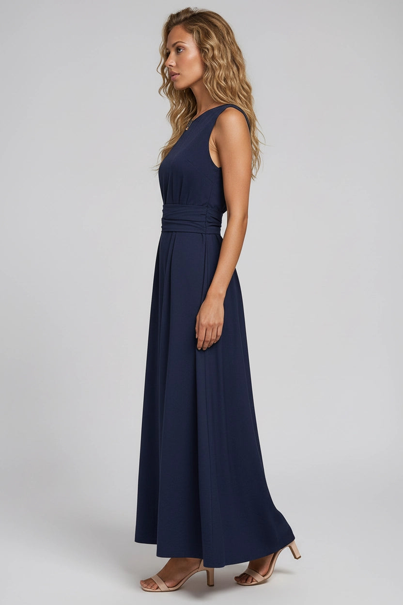 Ärmelloses Kleid mit Taillenbindung aus Ice Silk