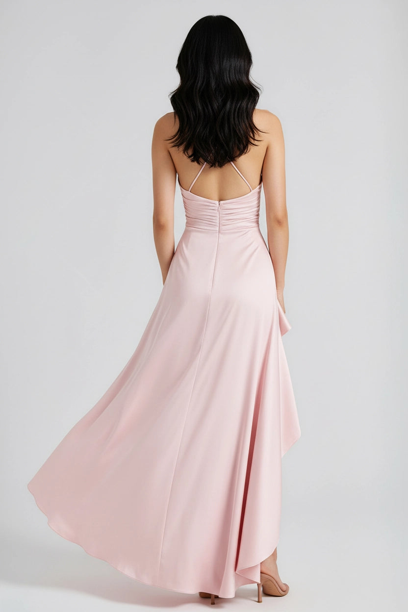 Satin-Rüschenkleid Rückenfrei