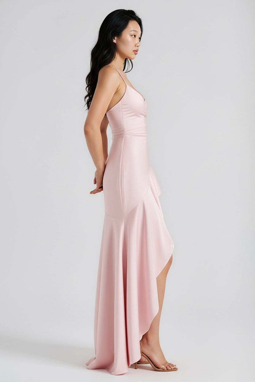 Satin-Rüschenkleid Rückenfrei