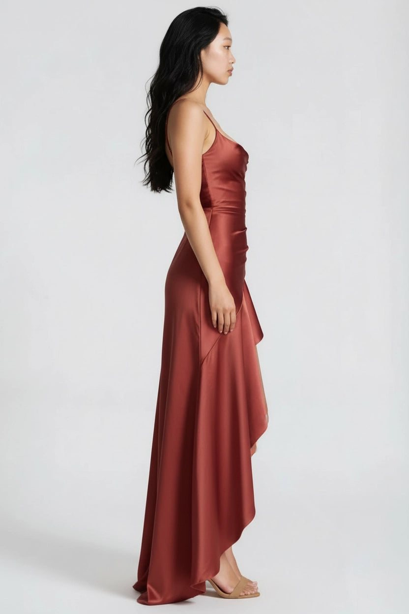 Satin-Rüschenkleid Rückenfrei