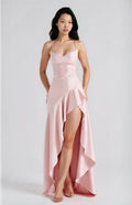 Satin-Rüschenkleid Rückenfrei